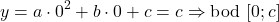 \[ y = a \cdot 0^2 + b \cdot 0 + c = c \Rightarrow \text{bod } [0; c] \]